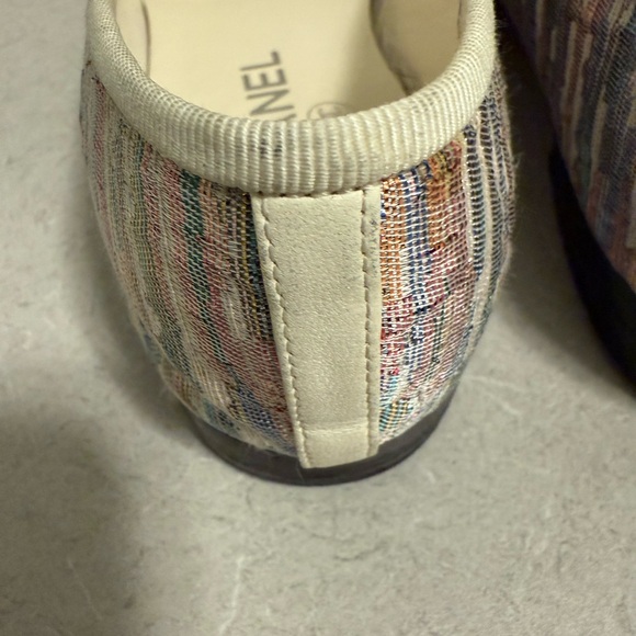 Womens Auth Chanel Multicolor Bow Tie Ballet Ballerina Flat, Size 38.5 - Picture 8 of 16